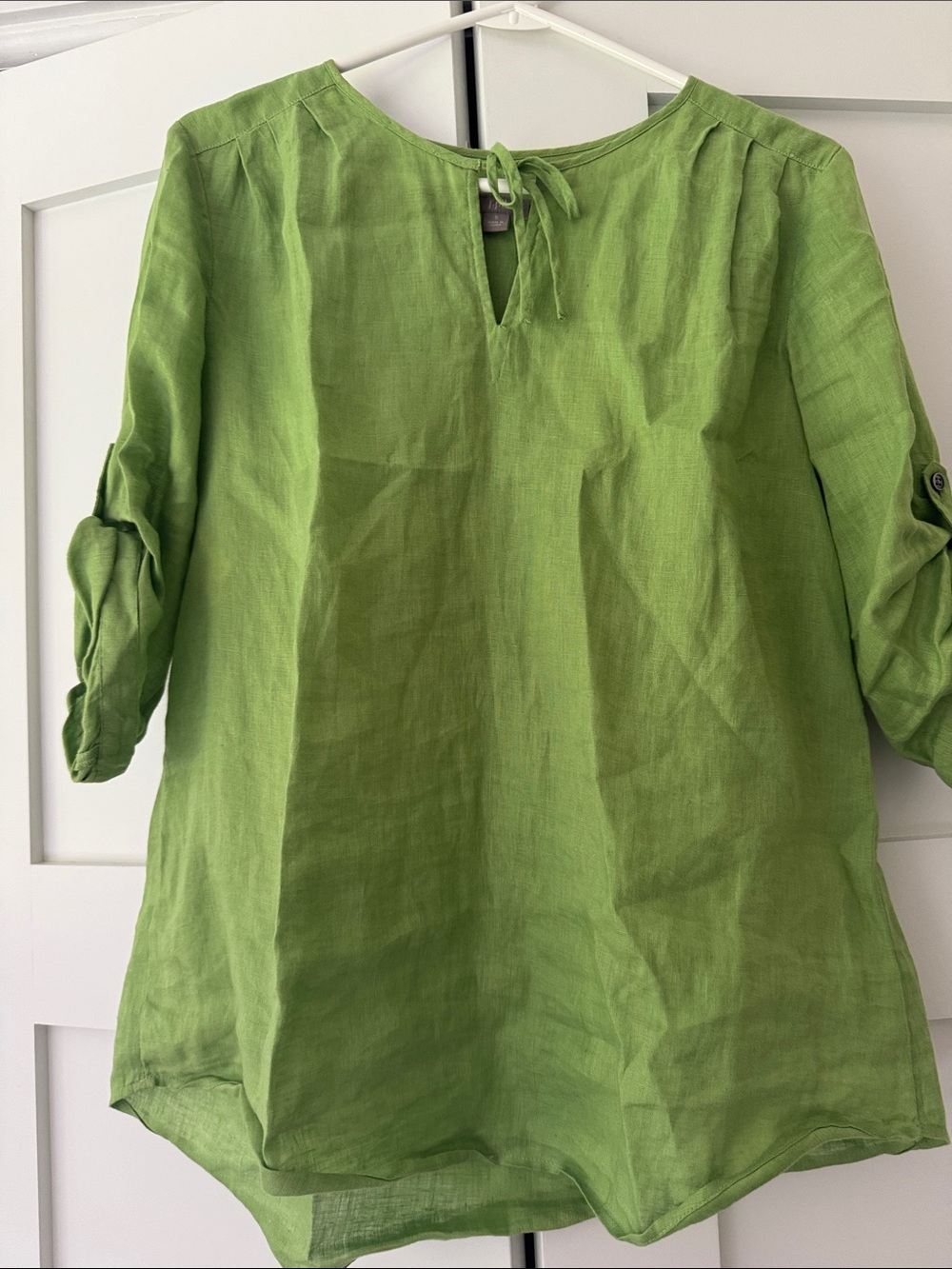 J. Jill Lime Green Linen Tie-Neck Tunic